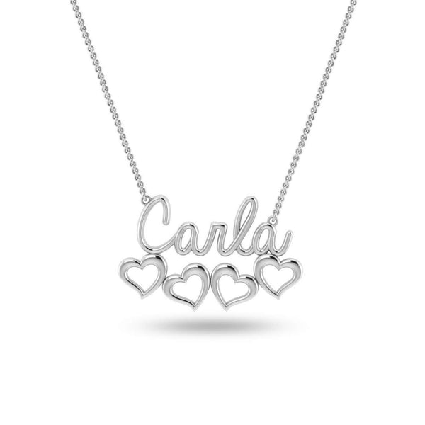 Personalised 925 Sterling Silver Name Open Heart Necklace for Teen Women