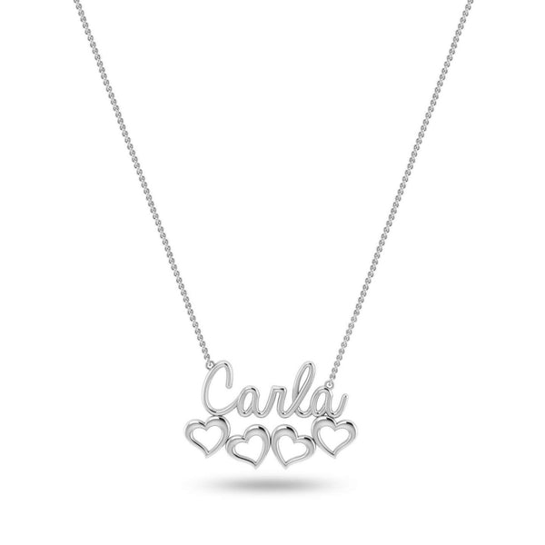 Personalised 925 Sterling Silver Name Open Heart Necklace for Teen Women