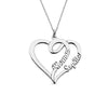 Personalised 925 Sterling Silver 2 Name Double Heart Pendant Necklace with Personalised Message Box for Teen Women