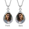 925 Sterling Silver Personalised Photo Double Sided Picture Drop Shape Transparent Resin Pendant Necklace with Personalised Photo & Message Box for Teen Women