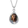 925 Sterling Silver Personalised Photo Double Sided Picture Drop Shape Transparent Resin Pendant Necklace with Personalised Photo & Message Box for Teen Women