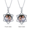 925 Sterling Silver Personalised Round Star Shape Photo Custom Double Sided Picture Transparent Resin Pendant Necklace with Personalised Photo & Message BOX for Teen Women