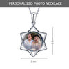925 Sterling Silver Personalised Round Star Shape Photo Custom Double Sided Picture Transparent Resin Pendant Necklace with Personalised Photo & Message BOX for Teen Women