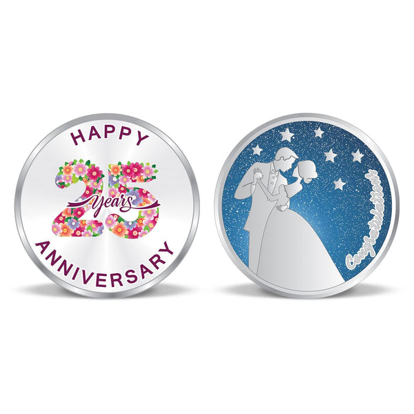 BIS Hallmarked Wedding Anniversary Silver Coin 999 pure