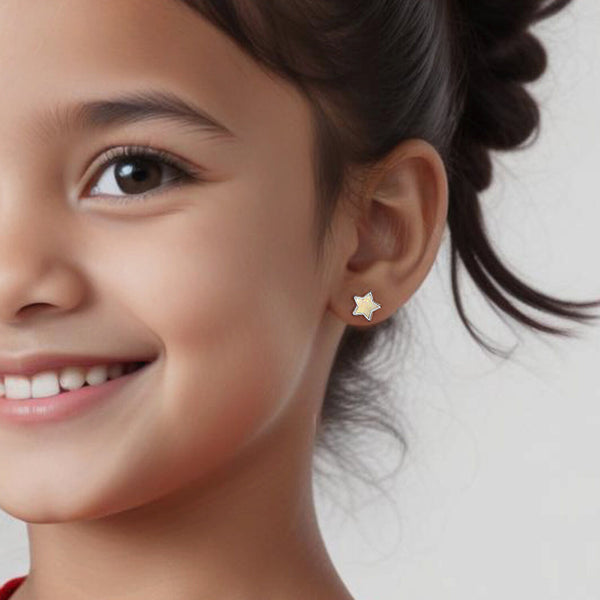 925 Sterling Silver Opal Star Screw Back Stud Earrings for 4 to 15 Years Children | Gifts for Kids