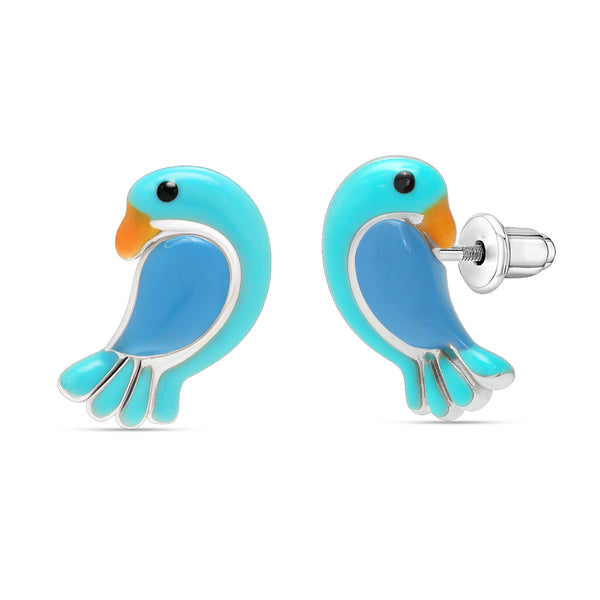 925 Sterling Silver Cute Fish Enamel Stud Earrings For Kids