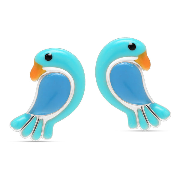 925 Sterling Silver Cute Fish Enamel Stud Earrings For Kids