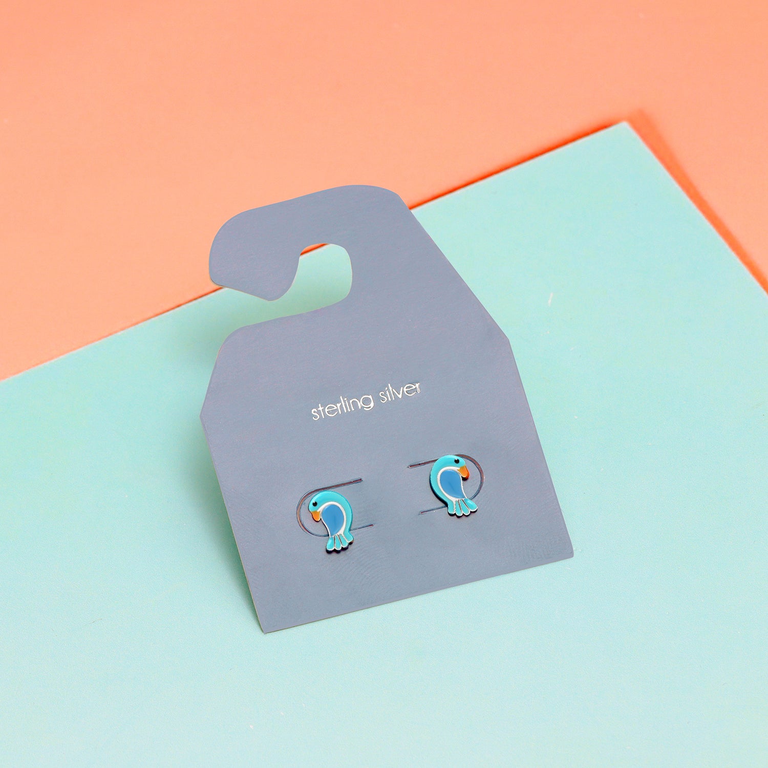 925 Sterling Silver Cute Fish Enamel Stud Earrings For Kids