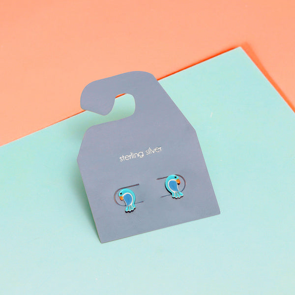 925 Sterling Silver Cute Fish Enamel Stud Earrings For Kids