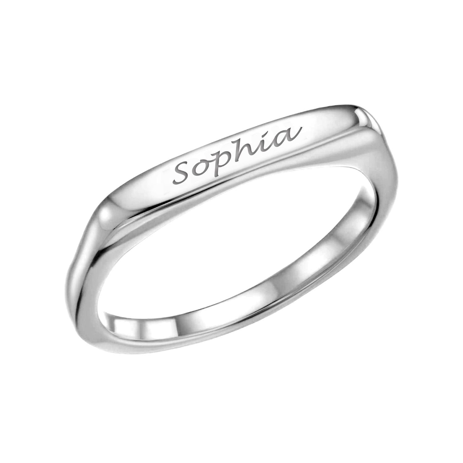 Buy Personalised 925 Silver Engraved Name Rings Finger