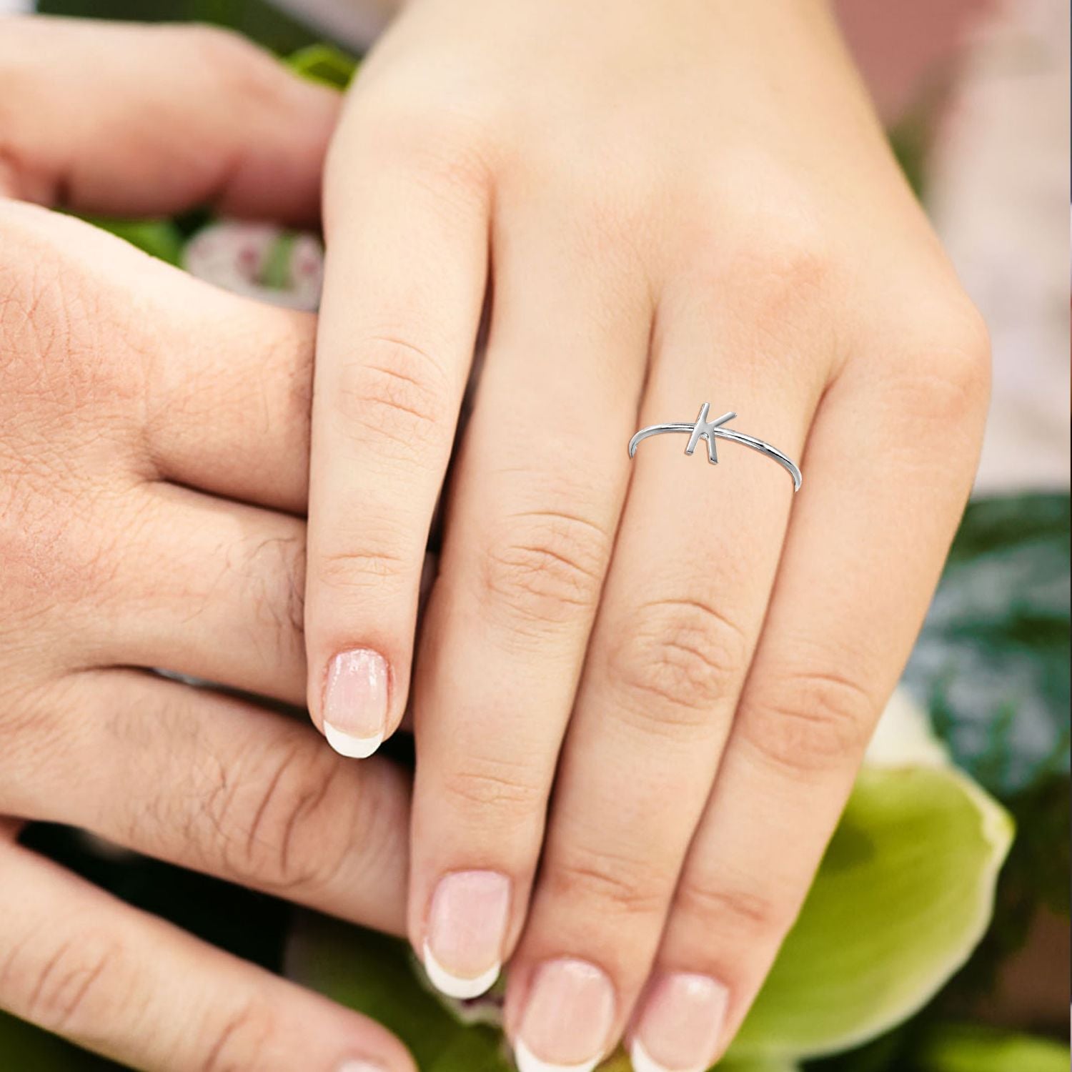 Personalised Customised 925 Sterling Silver Alphabet Initial Dainty Finger Rings for Women and Girls