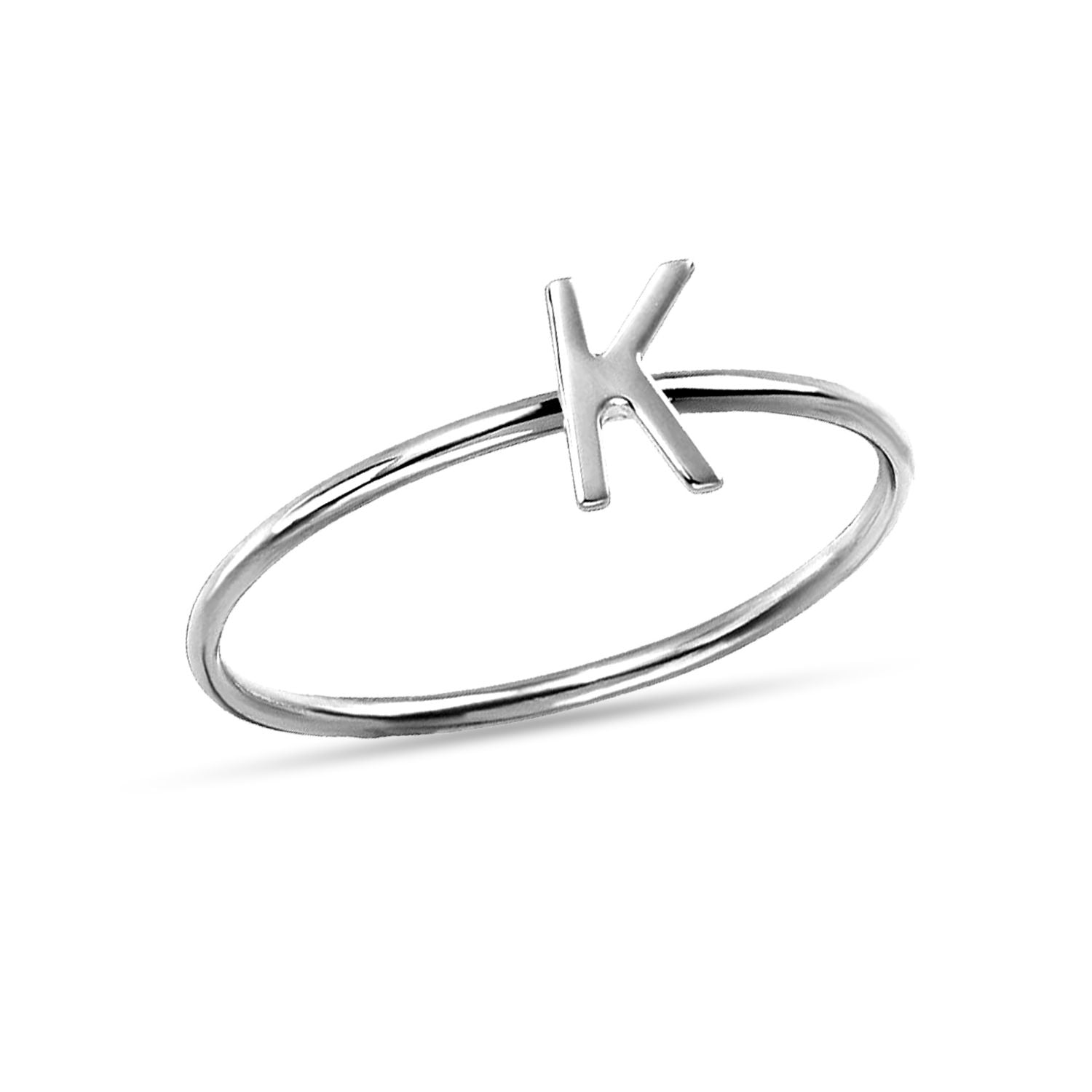 Personalised Customised 925 Sterling Silver Alphabet Initial Dainty Finger Rings for Women and Girls