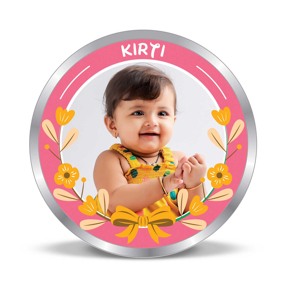 Precious Moments Buy Personalised New Born Baby Silver Round Coin