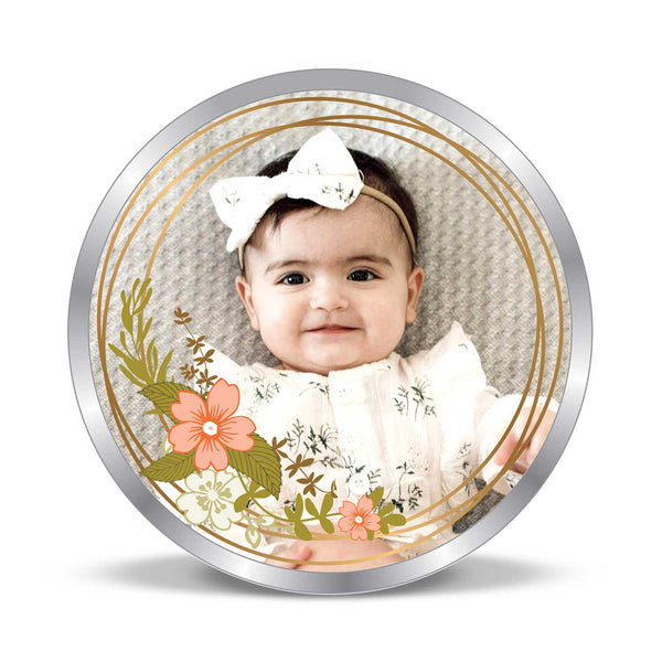 BIS Hallmarked Personalised New Born Baby Girl Silver Round Coin 999 Purity