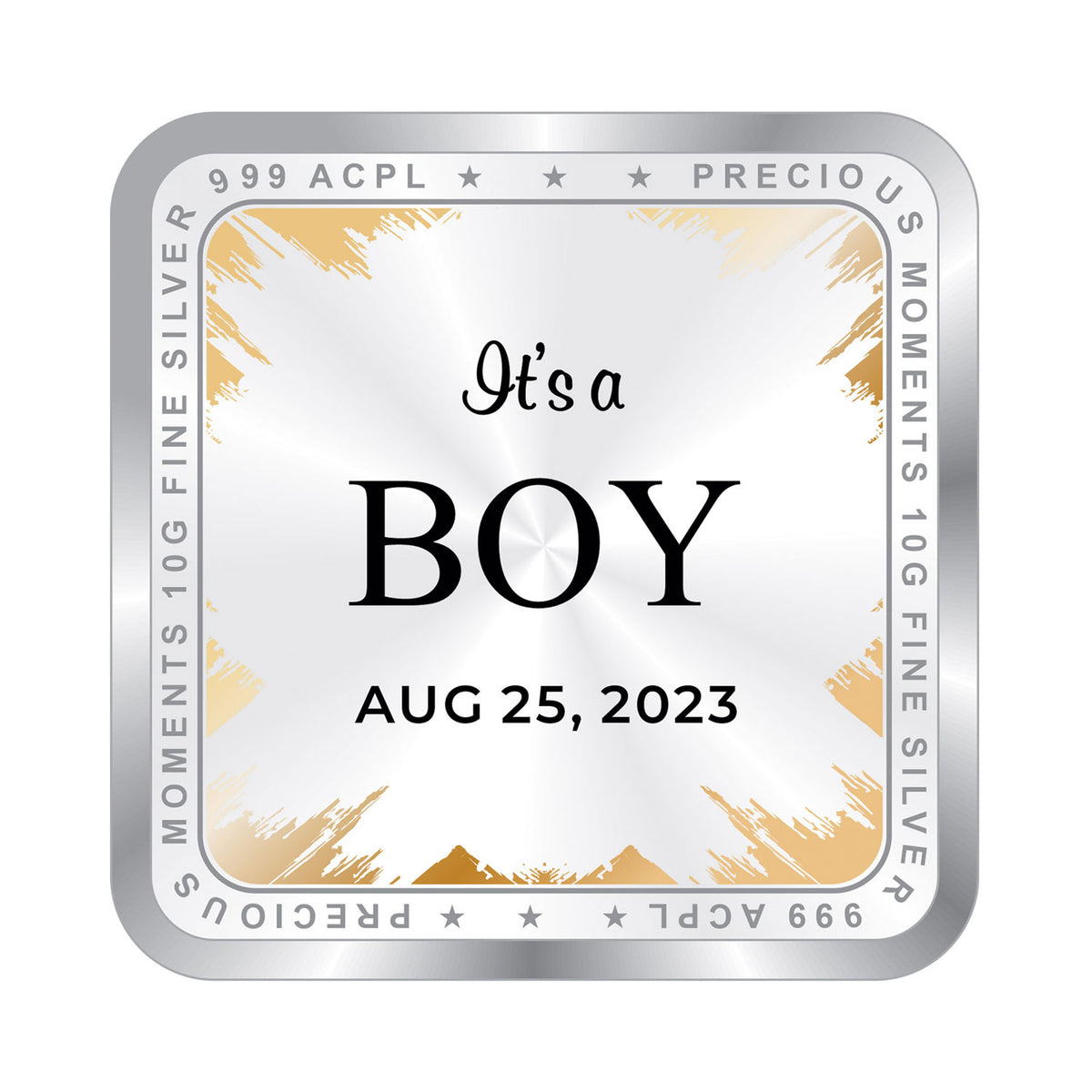 Precious Moments Buy Personalised New Born Baby Boy Silver Coin (999