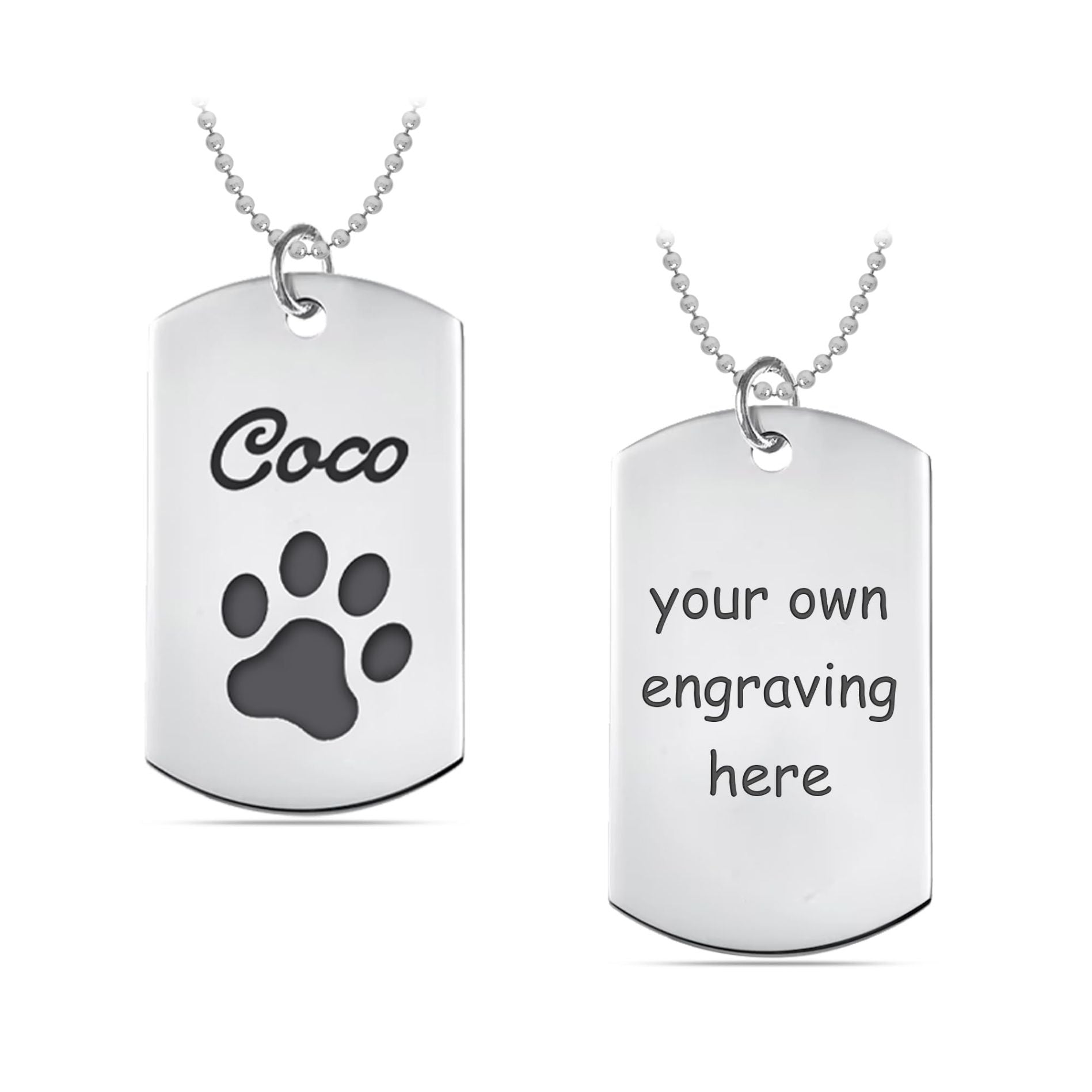 LeCalla Buy Personalised 925 Sterling Silver Engraved Pets Paw
