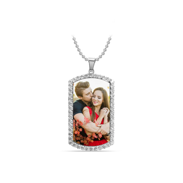 Personalised 925 Sterling Silver CZ Frame Custom Photo Pendant Necklace For Women