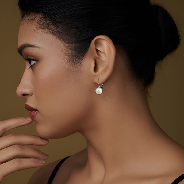 925 Sterling Silver Freshwater Pearl Leverback Earring for Women and Teen