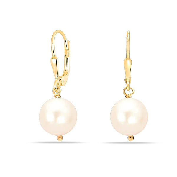 925 Sterling Silver Pearl Drop Dangler Leverback Earrings for Women