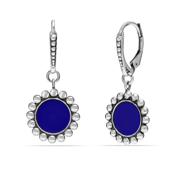 925 Sterling Silver Leverback Antique Light-Weight Circle Drop Dangle Earrings for Women 35 MM