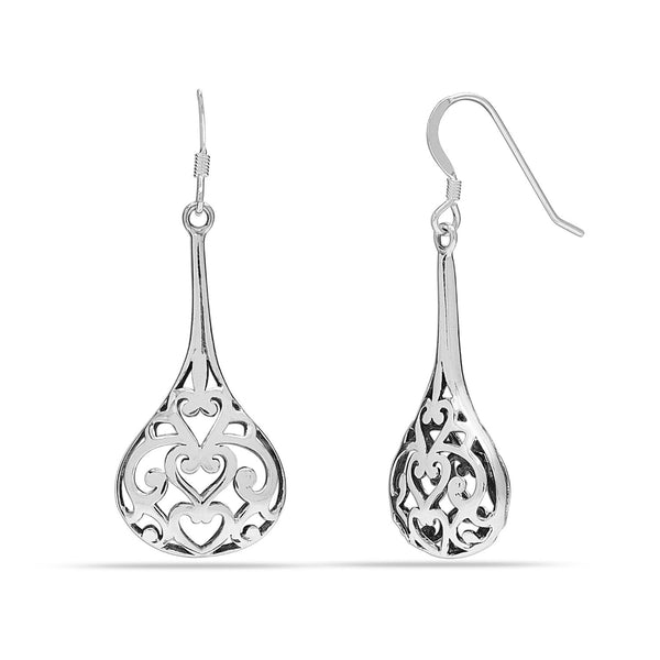 925 Sterling Silver Inspird Open Filigree Teardrop French-Wire Dangle Earrings for Women Teen