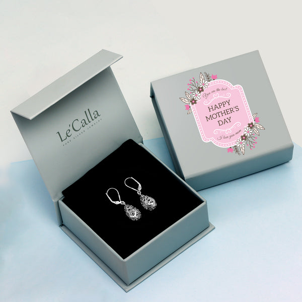 925 Sterling Silver Filigree Infinity Celtic Knot Leverback Drop Dangler Earrings With Premium Mother's Day Gift Box for Women