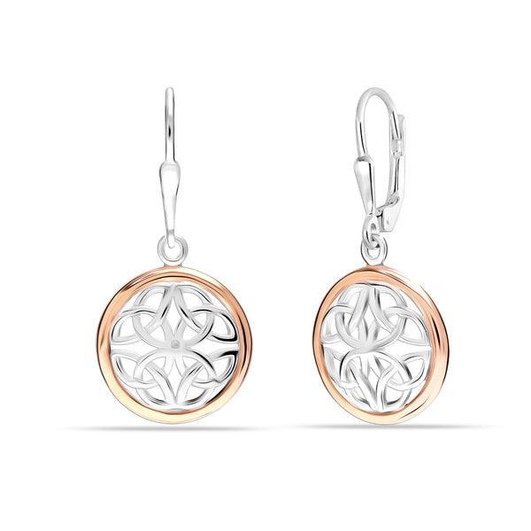 925 Sterling Silver Two-Tone Celtic-Knot Drop Dangle Earrings for Women