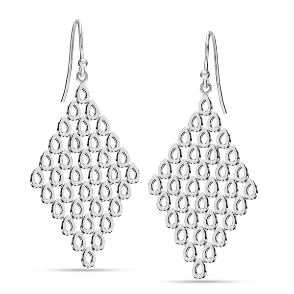 925 Sterling Silver Long Diamond-Shape Chandelier Drop Dangle Earrings for Women