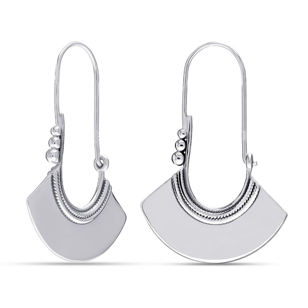 925 Sterling Silver Antique Large Classic Handmade Bohemian Boho Statement Hoop Earrings for Women