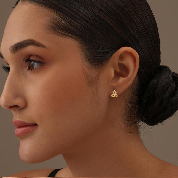 925 Sterling Silver 14K Gold Plated Cubic Zirconia Open Love Knot Interlocking Pave Stud Earrings for Women