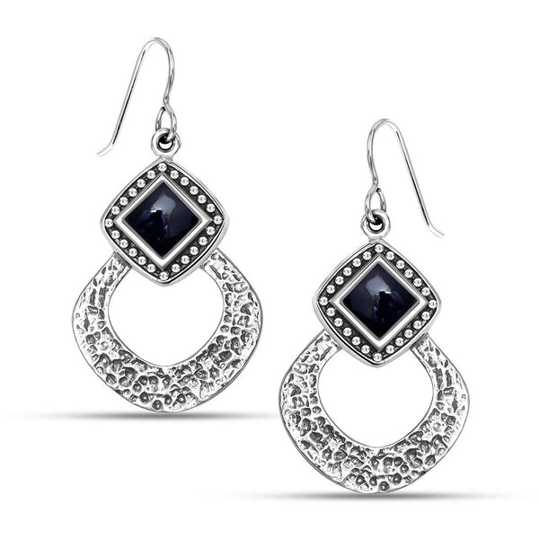 925 Sterling Silver Handmade Hammered Open Plates Natural Lapis Drop Dangle Earrings for Women