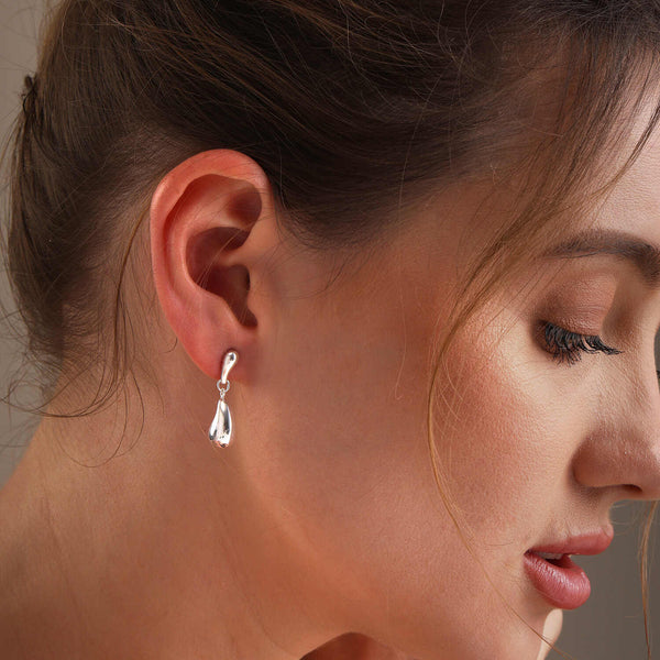 925 Sterling Silve Minimalist Teardrop Pear Shape Water Drop Dangle Earrings for Women