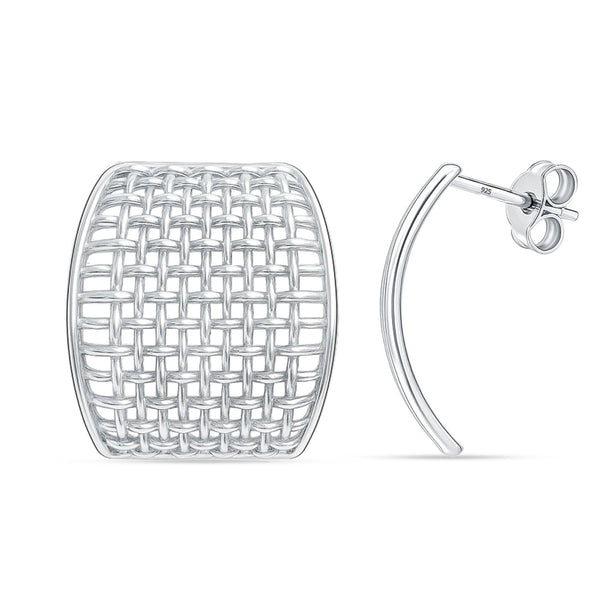 925 Sterling Silver Filigree Textured Drop Stud Earrings For Women