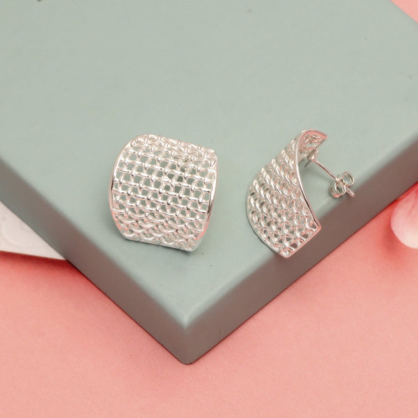 925 Sterling Silver Filigree Textured Drop Stud Earrings For Women