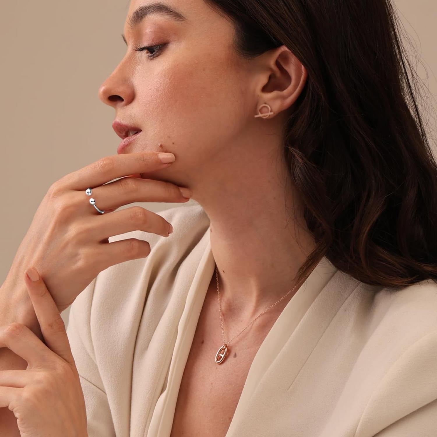 925 Sterling Silver Adjustable Tiny Balls Knuckle Stacking Beautiful Double Ball Bead Open Circle Finger Rings for Women Teen