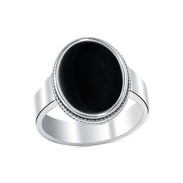 925 Sterling Silver Handmade Vintage Black Onyx Gemstone Signet Ring for Men