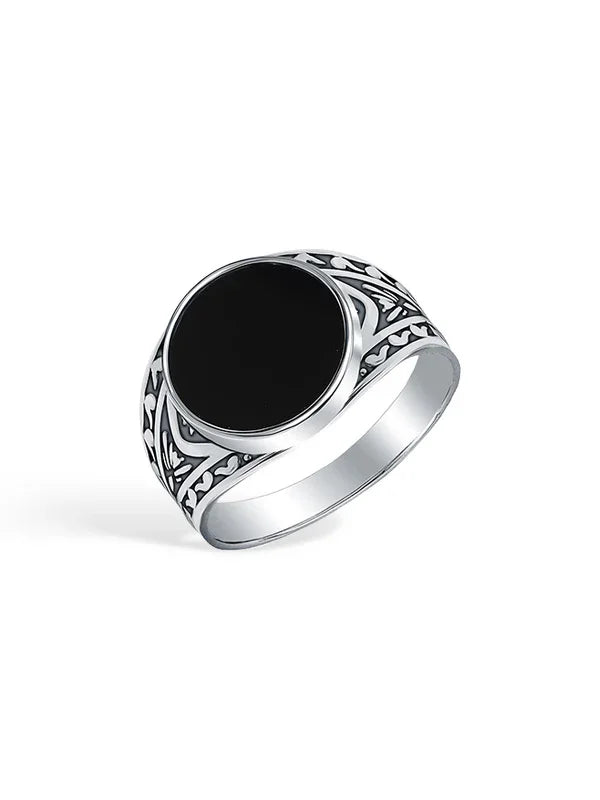 Buy Regale Vintage Black Onyx Signet Men's Ring in 925 Sterling