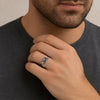 925 Sterling Silver Vintage Handmade CZ Stone Studded Ring with Black Zircon stone For Men