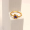 925 Sterling Silver 14K Gold Plated Beaded Enameled Love Heart Finger Ring for Women