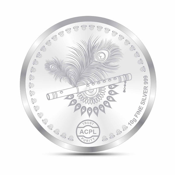 BIS Hallmarked Lord Krishna 10GM 999 Pure Silver Coin