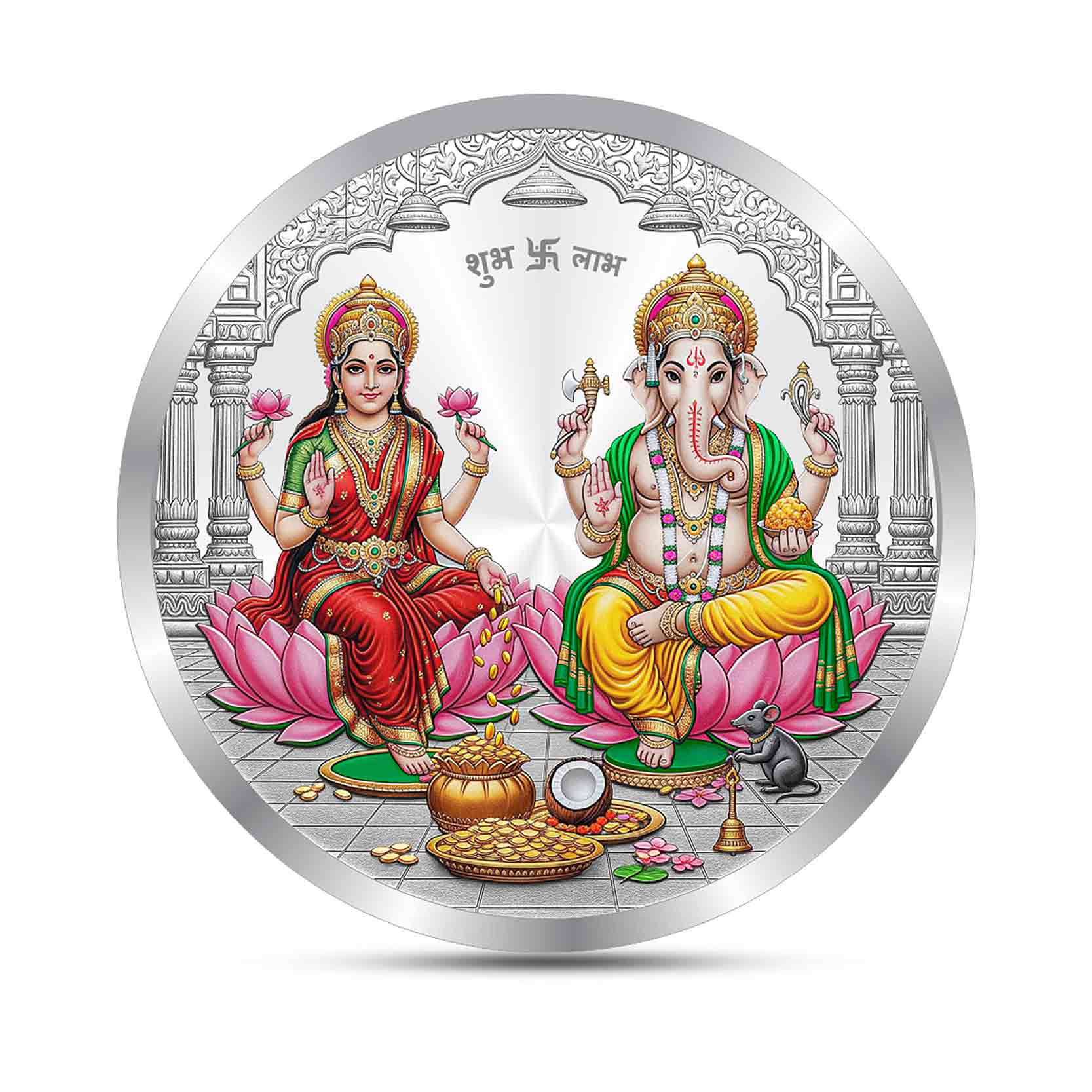 BIS Hallmarked Laxmi Ganesh Silver Coin With 999 Purity