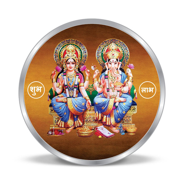 BIS Hallmarked Personalised Laxmi Ganesh Religious 999 Pure Silver Coin