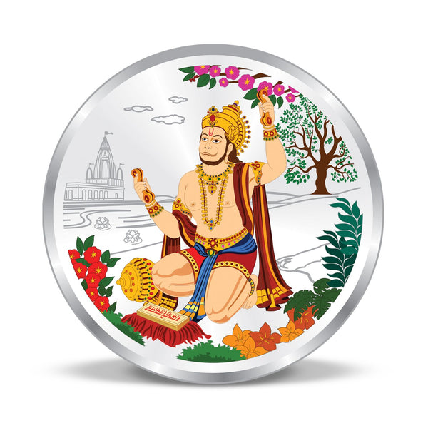 BIS Hallmarked Hanuman Ji Design 20gm Silver Coin (999 Purity)