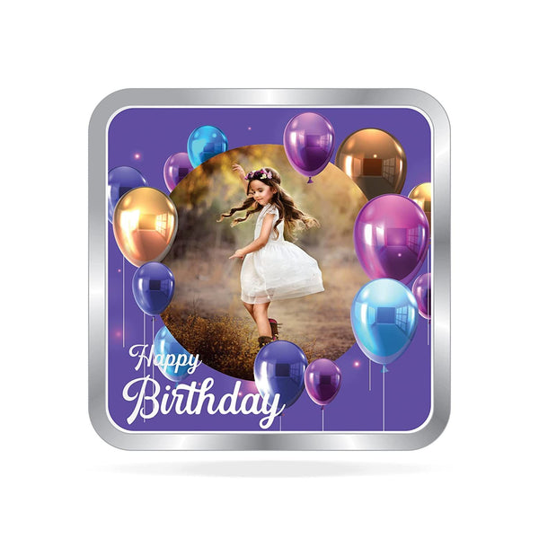 BIS Hallmarked Personalised Happy Birthday Silver Square Coin 999 Purity