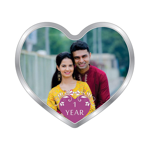 BIS Hallmarked Personalised Newly Married Heart Silver Coin 999 Pure