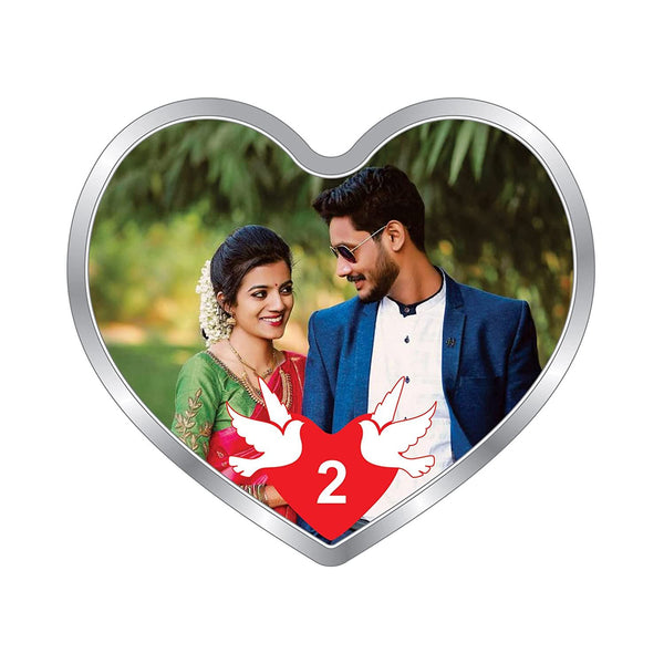 BIS Hallmarked Personalised Newly Married Heart Silver Coin 999 Pure