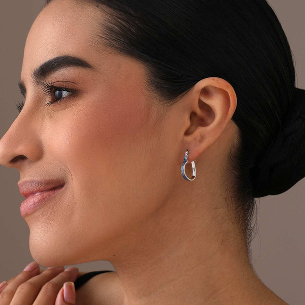 925 Sterling Silver Opal Love Theme Heart Shaped Hoop Earrings for Women