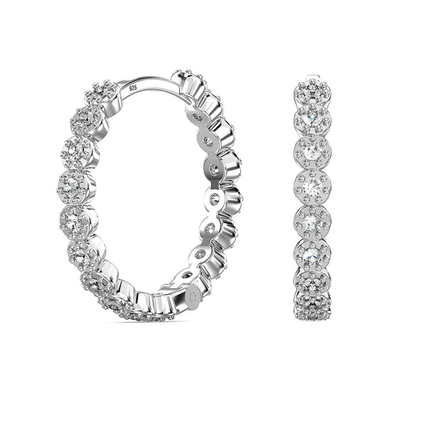 925 Sterling Silver Multi CZ Round Small Huggie Hoop Earrings for Women and Teen