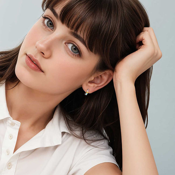 925 Sterling Silver Enamel Multicolored Heart Huggie Hoop Earrings for 4 and 15 Years Children | Gifts for Kids