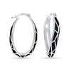 925 Sterling Silver Oval Twisted Hoop Earrings for Women